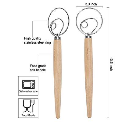 Pack of 2 Danish Dough Whisk Blender Dutch Bread Whisk Hook Wooden Hand  Mixer Sourdough Baking Tools for Cake Bread Pizza Pastry Biscuits Tool  Stainless Steel Ring 13.5 inches 0.22 lb/pcs… - Yahoo Shopping