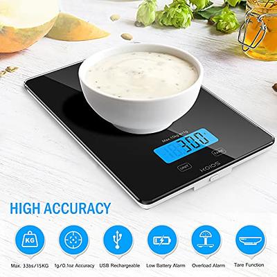 Food Scale, 22lb Digital Kitchen Stainless Steel Scale Weight Grams and oz  for Cooking Baking - Precise Graduation with Backlit LCD Display - Battery