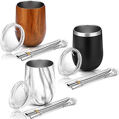 Yerba Mate Gourd Set Double-Wall Stainless Steel Mate Tea Cup and Bombilla  Set Includes Yerba