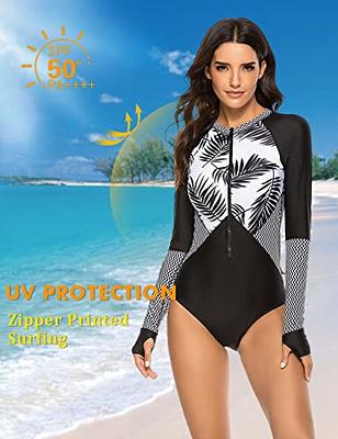 Women's Full Body Swimsuit Rash Guard One Piece Long Sleeve Long Leg  Swimwear with UV Sun Protection