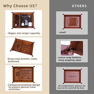 Best Dad Ever Gifts for Dad from Daughter, Dad Birthday Gift Idea PU  Leather Valet Tray & Keychain, Fathers Day Valentines Day Gifts from  Daughter Son