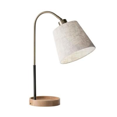 Cherise Adjustable Shade Table Lamp Antique Brass and Matte Black