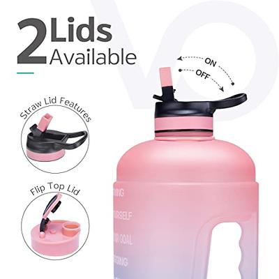 Half Gallon 56oz Pink Water Bottle with Straw & Handle