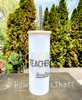 Best Teacher Ever Insulated Tumbler Cup 20 oz Clear Lid and Straw