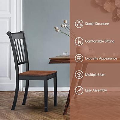 Duhome Wooden Dining Chairs Set of 2, Farmhouse Kitchen Chairs with  Backrest Dining Room Chairs Upholstered Seat Side Chairs for Living Room,  Rustic