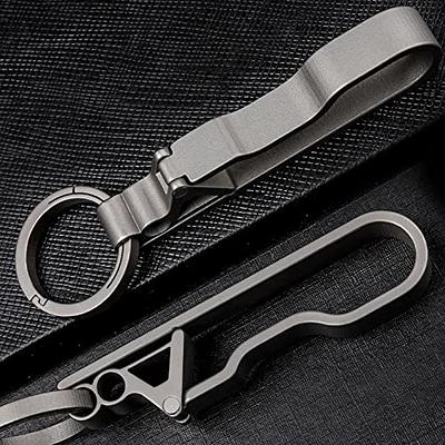 FEGVE Keychain Clip, Titanium Belt Clip Key Clip with Key Ring, Key Chain Clip Belt Key Holder Black Keychain for Men(Grey)