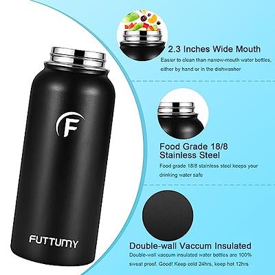 Buzio Insulated Water Bottle 64 oz with Straw & 3 Lids, Stainless Steel  Water Bottle with Straw, 3 Lids Gym & Sport Water Bottles Water Flask for  Men