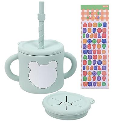 Baby Silicone Straw Cup Toddler Sippy Cup with Straw & Snack Lid non Spill  Training Cup for Toddler and Kids