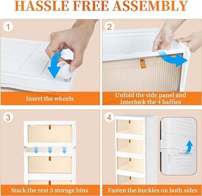 Plastic Storage Bins Organizer, 15.35×11.00“×32.87”, White Plus Light Brow  - Yahoo Shopping