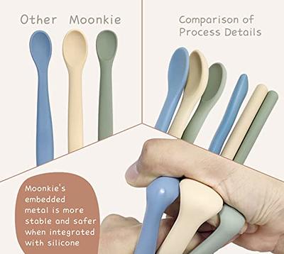 ME.FAN Silicone Baby Feeding Spoons [6 Pack] First Stage Baby Infant Spoons  - Baby Utensils Soft Training Spoon Self Feeding - Chew Spoon Set for