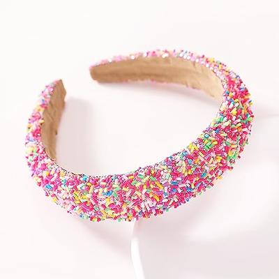  ACO-UINT 3 Pack Pearl Headbands for Girls, Confetti