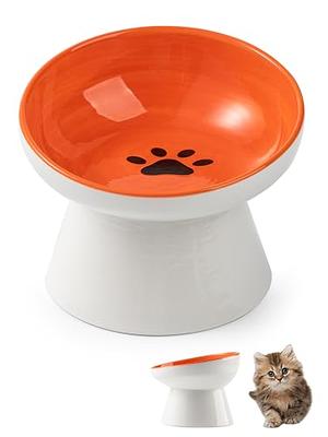 COMESOON Cat Bowls, Upgraded 13 oz Ceramic Elevated Cat Food Bowls for Food and Water, Raised 2 Cat Dishes with Stainless Steel Stand