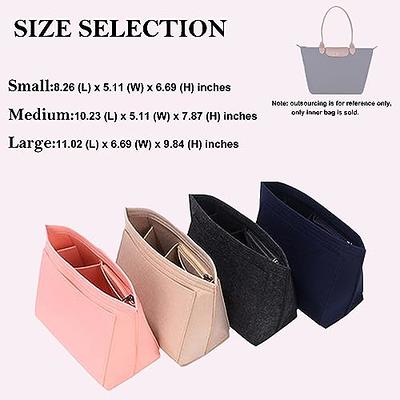 Multi Pocket Handbag Organizer Felt Purse Insert Storage Tote Shaper Liner Bag Black in Pink | Small