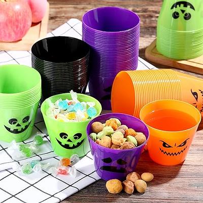 16 oz. Jack-O'-Lantern Disposable Paper Coffee Cups with Lids - 12