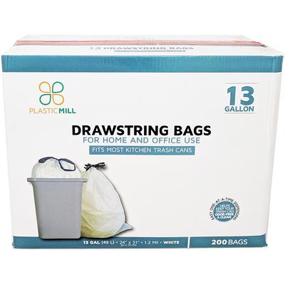 Plasticplace Drawstring Trash Bags, 4 Gallon, White (200 Count