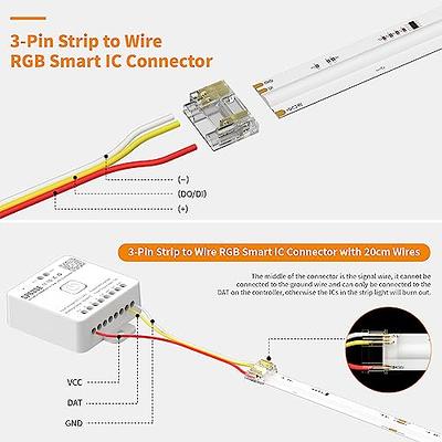 PAUTIX 12mm Connectors for RGB Smart IC COB LED Strip Light,3-Pin