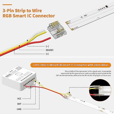 PAUTIX 12mm Connectors for RGB Smart IC COB LED Strip Light,3-Pin  Solderless Terminal Connection Kit,Dual-End Extension Connector,Strip to  Male Plug Connector,Gapless Connector,Strip to Wire Connector - Yahoo  Shopping