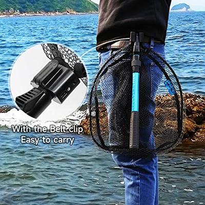 Folding Floating Fishing Landing Net Extendable Collapsible Telescopic Pole Handle Freshwater Saltwater Fishing Tools, Size: 80 cm, Black