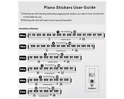 Piano Keyboard Stickers for Beginners Removable Piano Stickers for keys  88/61/54/49/37, Colorful Larger Letter Key Note Stickers for Kids Learning