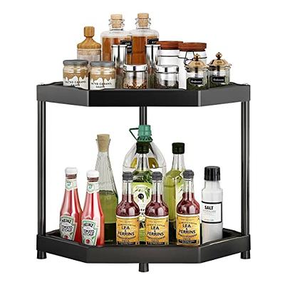 villertech Kitchen Corner Shelf Countertop 2 Tier Bathroom Counter Organizer  Cabinet Corner Storage Shelf Spice Rack Makeup Organizer Under Sink  Organizer Black - Yahoo Shopping