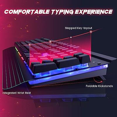  Wireless RGB Backlit Gaming Keyboard and Mouse, Rechargeable,  Long Battery Life, Metal Panel Mechanical Feel Keyboard with Palm Rest, 7  Color Mouse and Mouse Pad for Game and Work : Video