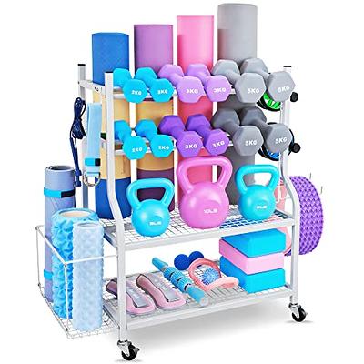 Large Yoga Mat Storage Cart with Wheels, Floor Metal Yoga Mat Holder  Basket, Gym Foam Rollers Organizer, for Gym/Yoga Studio Hold 20 Exercise  Mats