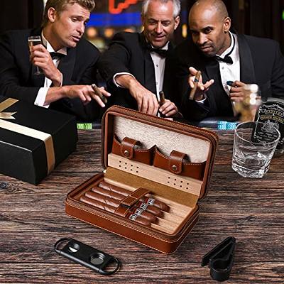 SEMKONT Travel Cigar Humidor Portable Travel Cigar Case with 4 Cigar Tube,  Leather Travel Cigar Humidor Include Cigar Cutter, Men's Cigar Accessories  Gift Set (Brown) - Yahoo Shopping