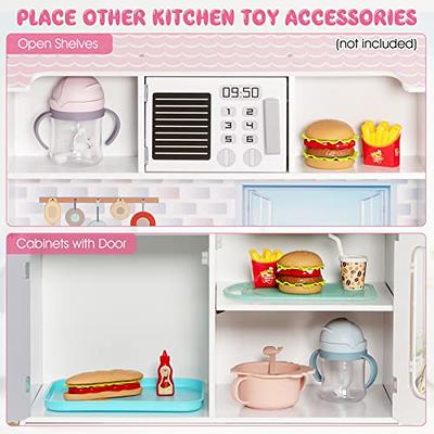 ROBUD Kids Play Kitchen Playset,Wooden Kitchen Toys for Toddlers, Pretend  Play Kitchen Toy w/Accessories Set Gift for 3+ Year Old Kids, Girls & Boys