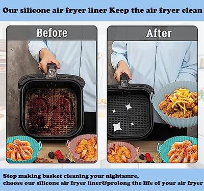  2PCS Air Fryer Silicone Baking Tray, 7 inch Air Fryer Silicone  Pot, Air Fryer Silicone Liners, Reusable Non-Stick Air Fryer Silicone  Basket, Food Grade Silicone BPA Free (Type A (Thickness 0.8mm),A) 