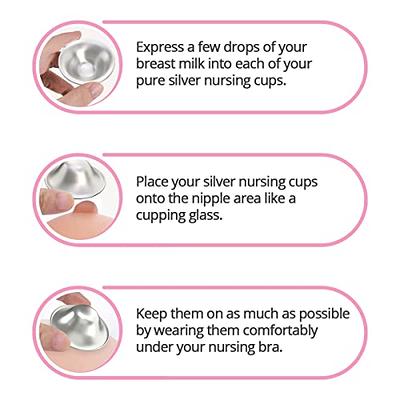 The Original Silver Nursing Cups Nipple Shields Cover for Newborn  Breastfeeding