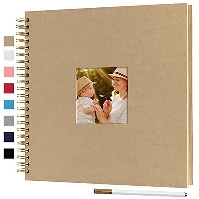 potricher 12 x 12 inch DIY Scrapbook Photo Album Hardcover Kraft Blank Pink Page Wedding and Anniversary Family Photo Album (Pink, 12inch)