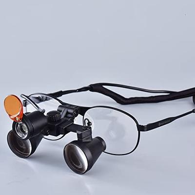 Songzi Optics 2.5X 3X 3.5X Optional Titanium Frame Binocular Dental  Surgical Loupes with High Brightness Led Headlight (Working Distance  :(500-600 mm)