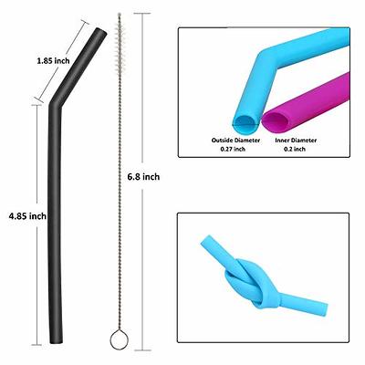 Hiware Reusable Silicone Straws, Long Flexible Silicone Drinking Straws  with Cleaning Brushes for 30 oz Tumblers RTIC/Yeti - 10 Pieces - BPA-Free -  No