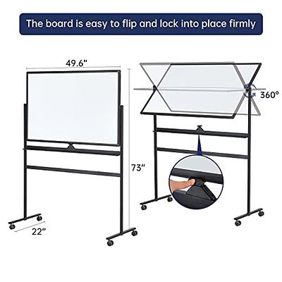 Large 48x32 White Board on Wheels Rolling Stand & 4 Dry Erase Markers