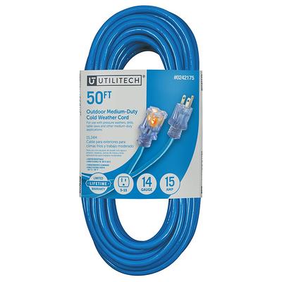 Utilitech Outdoor 50-ft 12 / 3-Prong Outdoor Sjtw Heavy Duty Lighted Extension  Cord in the Extension Cords department at