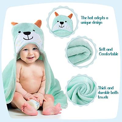 Tranqun 6 Pack Flannel Hooded Baby Towels Baby Bath Towel Cute