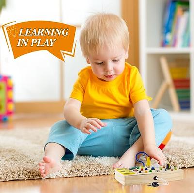 Montessori Busy Board for Toddlers 1-3, Wooden Sensory Toys with