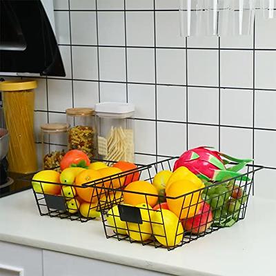 8 Pack Wire Storage Baskets for Organizing with Removable Tags, Pantry  Organization Bins for Kitchen Cabinets, Closet - Metal Basket for Laundry