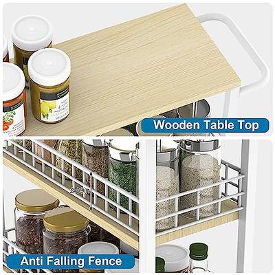 Kpx Slim Rolling Storage Cart Kitchen Small Shelves Organizer with Casters Wheels Mobile Bathroom Slide Utility Cart, Small Shelf for Laundry Room