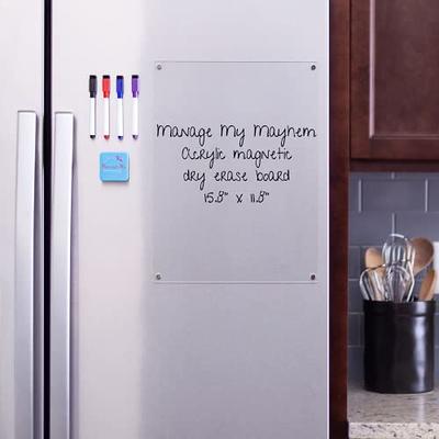 Jelofly Magnetic Acrylic Note Board for Fridge, 14 x 10 Inches