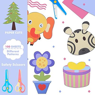 UCEC Toddler Scissors Kids Paper Cut 100 Sheets, 2PCS Plastic Safety  Scissors + 2PCS Stainless Steel Preschool Training Scissors, DIY Art Craft