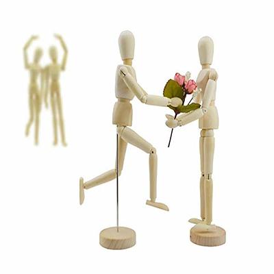  8 inch Artist Wooden Manikin Jointed Posable Manikin  Articulated Mannequin Art Drawing Figure Sketching Body Model Human Action  Figure with Base and Flexible Body for Home Decoration Drawing