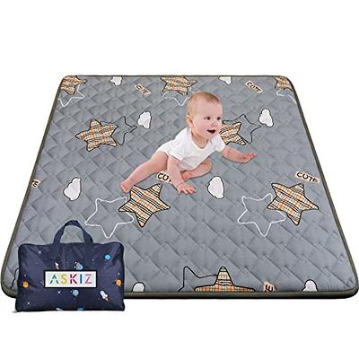 Muslin Baby Play Mat | Playpen Mat - Large Padded Tummy Time Activity Mat  for Infant & Toddler, Grey