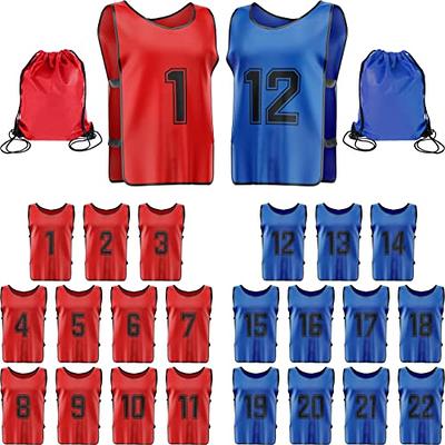 Machine Washable Sports Training Jerseys Bibs. Numbered Front and Back  Pinnies for Game Play. Comfortable Polyester Vests