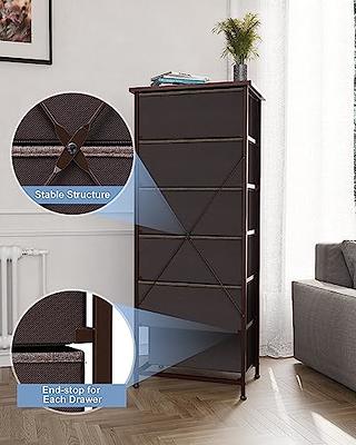 Pipishell 4 Drawer Fabric Dresser Storage Tower, Chest with Wood Top, Organizer