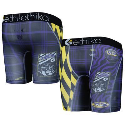 Youth Ethika Purple LSU Tigers Make Noise Plaid Boxer Briefs