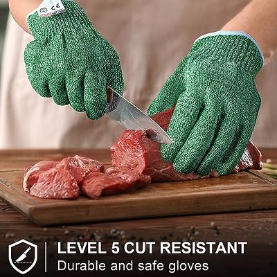 mearens Cut Resistant Gloves, Food Grade Safety Gloves Kitchen Anti Cut Gloves for Cutting, Level 5 Proof Cutting Work Gloves (Large)