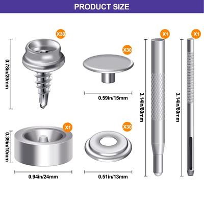 Stainless Steel Marine Grade 3/8 Socket Canvas Snaps Kit and Upholstery  Boat Cover Snap Button Fastener Tool,Boat Cover Furnitu