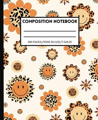 Notebook: Preppy Smiley Face Aesthetic, Cute Composition for Teen Girls  College Ruled, Lined Paper Note Book Journal, Pastel Purple