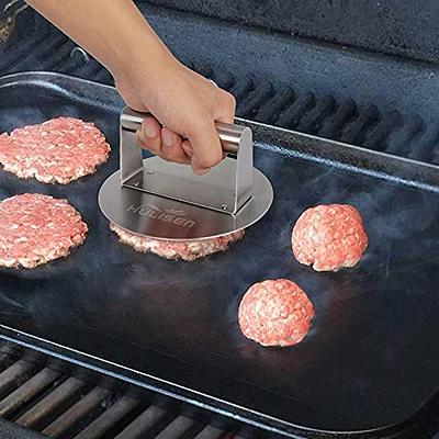  Burger Iron The Professional Grade Burger Smasher, Extra Wide  6 Round Flat Bottom Stainless Steel Smashed Burger Press for Griddle,  Grill and Flat Top